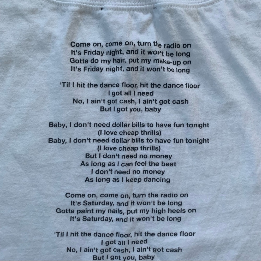 Zara White T-shirt Lyrics to by Sia Women’s Large Band Graphic Music RN 77302 - Picture 6 of 8